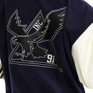 LOW MOQ Venta al por mayor de algodón personalizado Botón Stand Collar Mens Sherpa Chaquetas Invierno Tallas grandes Béisbol Varsity Chaquetas Logotipo frontal - Product Image 5