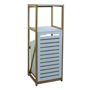 Bathroom Storage Cabinet <b>Organizer</b> with Bamboo <b>Shelf</b> Laundry Hamper and Closet <b>Organizer</b> - Product Image 3