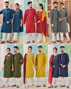 ชุดเดรสลายพื้นเมืองผ้าคอตตอน XXL คู่เสื้อ kurta และ kurti สำหรับโอกาสพิเศษส่งตรงจากอินเดีย - Product Image 4