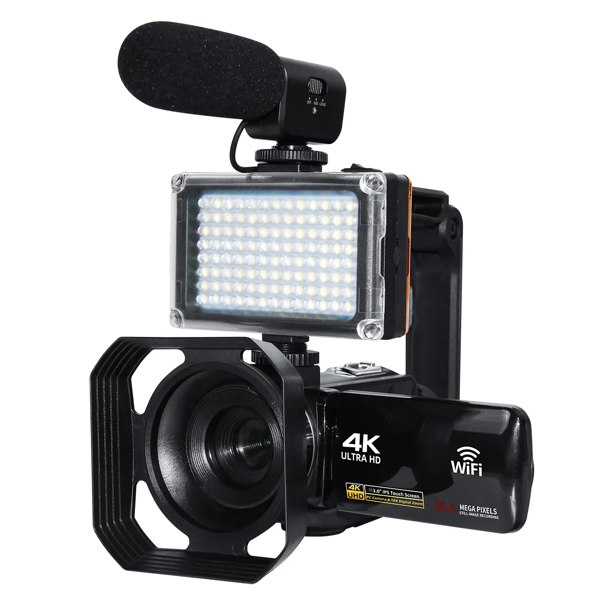 كاميرا فيديو فيديو احترافية 56MP 4k كاميرا فيديو رقمية 18X واي فاي الأشعة تحت الحمراء للرؤية الليلية للبث المباشر تصوير فيديو