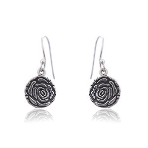 Boucles d'oreilles pendantes en argent sterling 925 de qualité supérieure, forme de rose, logo personnalisé pour mariage, cadeau de fête, style luxueux - Product Image 1