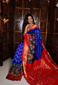 Tusser Soft Silk Sarees Avec Allover Digital Imprimé Avec Zari Border - Product Image 2