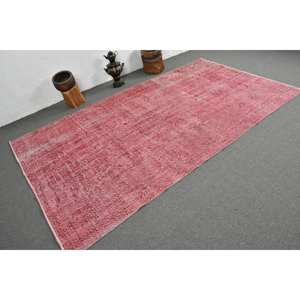Tapis turc vintage moderne 5 X 9.5ft rose tapis plat tissé laine Patchwork Design pour salon décor voiture utilisation Latex support - Product Image 2