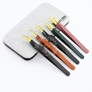 Pince à épiler professionnelle en acier inoxydable à 45 degrés pointe en fibre couleur personnalisée meilleur Volume pince à épiler fabricant durable - Product Image 3