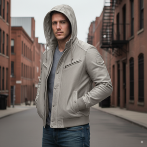 Leather <b>hoodie</b> <b>for</b> men / Mesh lining Hooded Leather Jackets <b>for</b> Men and Women in Premium Quality | Jacket With Hood - Product Image 2