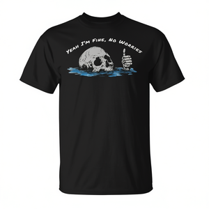 Sì, sto bene, non mi preoccupo, maglietta vintage con citazione di umorismo sulle tesche - Product Image 2