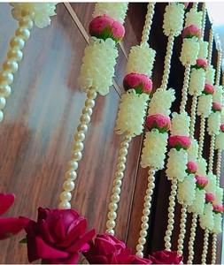 พวงมาลัยมุกดอกไม้ประดิษฐ์โมกราดอกกุหลาบดอกไม้ประดิษฐ์แบบโรแมนติกสายดอกไม้อินเดียตกแต่งงานแต่งงานงานปาร์ตี้งานเทศกาลไอเดียตกแต่งบ้าน - Product Image 4