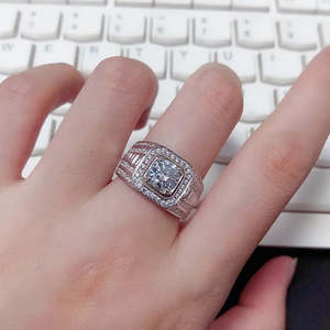 NOVAMART Fine Elegant <b>Silver</b> <b>Ring</b> for <b>Men</b> Hallmarked with Classic Diamond Fashionable Inlay Casual Trendy Style Free Size Perfec - Product Image 4