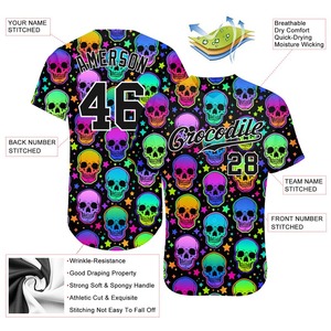 All Print Baseball Jersey Uniform Blank Custom Skull Fashion Wholesale Spandex/<b>Polyester</b> Breathable Quick Dry <b>T</b> <b>Shirts</b> Best - Product Image 3