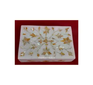 印度手工镶嵌产品，价格低廉，买家天然珍珠母镶嵌矩形造型时尚设计盒
