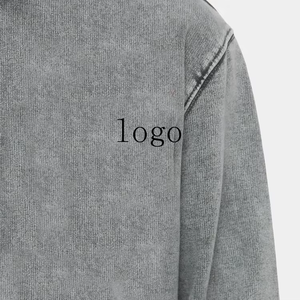 Top qualité 2025 450 gsm pull sur sweats à capuche hommes lourd lavage à l'acide sweats à capuche surdimensionné pierre Vintage lavé à capuche blanc - Product Image 5