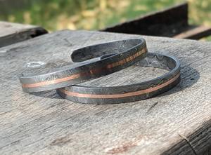 Handmade Damascus <b>Bracelet</b> Brass Inlay Damascus <b>Bracelet</b> Hand Forged Damascus <b>Bracelet</b> 18 mm Width - Product Image 3