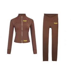 Logotipo personalizado Niños Unisex Transpirable Ropa deportiva Traje de manga larga Cremallera con cordón Chaqueta Pantalones de cintura alta Gimnasio Fitness Invierno - Product Image 6