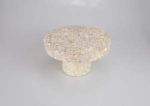 Support à gâteau en bois incrusté de nacre fait à la main de luxe pour dessert élégant et pièce maîtresse de Table d'affichage de gâteau de mariage - Product Image 4