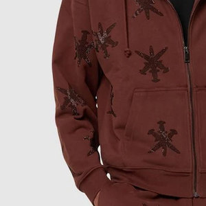 Dernier design – Sweat à capuche zippé pour homme en coton, respirant, écologique, à séchage rapide, avec strass, confortable et de haute qualité - Product Image 4