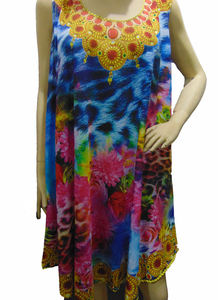 Hot Sale Elegant 44\" GEORGETTE Digital Print <b>Kaftan</b> <b>Dress</b> for <b>Women</b> Breathable Eco-Friendly and Washable for Summer - Product Image 3