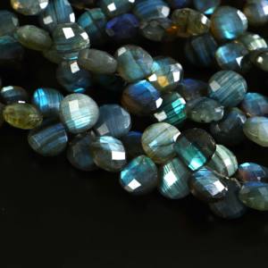 Perles de labradorite bleue chatoyante facettées en forme de cœur, 11-12 mm, labradorite naturelle, vente en gros, perles de pierres précieuses en vrac pour la création de bijoux - Product Image 2