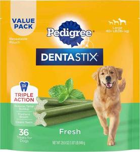 PEDIGREE DENTASTIX Golosinas dentales para perros grandes Huesos dentales de sabor fresco, 1,87 Lb. Paquete económico (36 golosinas) - Product Image 4