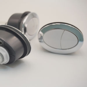 Bouton de chasse d'eau double ovale en plastique ABS OEM Chung Long pour toilettes monobloc, finition chromée DTP02PW01, garantie 1 an - Product Image 1