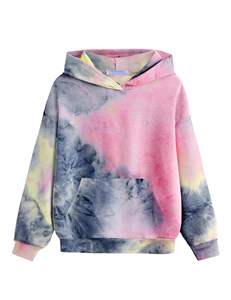 Haute qualité femmes décontracté élégant sweat à capuche court col zippé cravate teinture pull haut longue longueur hiver mode imprimé techniques - Product Image 1