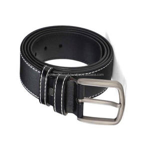 การออกแบบส่วนบุคคลเย็บความคมชัดที่ทําด้วยมือหนังวัวหนังสีดําเข็มขัดลําลองสําหรับผู้ชายในราคาขายส่งจากโรงงานโดยตรง - Product Image 4