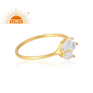 แหวน925เงินสเตอร์ลิง18K ชุบทอง18K ประดับหินอัญมณีสีรุ้งธรรมชาติเครื่องประดับแบบละเอียด - Product Image 4