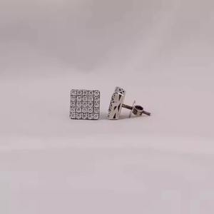 Luxury 14K Solid Gold Rhodium Plated Classic <b>Stud</b> <b>Earrings</b> with Screw Back Iced Out Diamond Set for <b>Men</b> and Women IGI Certified - Product Image 2