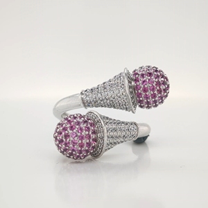 แหวนเพชรชมพูทรงกลมเจียระไนแบบบริลเลียนท์  ทองคำขาว/ทองคำชมพู 10K/14K/18K สำหรับผู้หญิง  งานฝีมือคุณภาพสูง  เหมาะสำหรับเป็นแหวนหมั้น  เครื่องประดับอันหรูหรา - Product Image 1