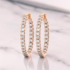 Soft Elegance 2.00Ct Round Lab Grown Diamond Hoop Pendientes 14K Rose Gold Out con bisagras al por mayor OEM - Product Image 6