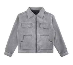 Chaqueta de Trabajo con Logotipo Personalizado Bordado en Lona OEM para Hombre, Estilo Urbano, Multibolsillos, Holgada, con Cremallera, Color Sólido, Informal, para Invierno y Otoño - Product Image 1