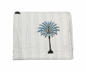 100% Tinh Khiết Bông Tay Khối In <span class=keywords><strong>Kantha</strong></span> Quilt Cây Cọ Trắng Thiết Kế Giường Bìa <span class=keywords><strong>Handmade</strong></span> Đồng Bằng Ném Cho Trang Trí Nội Thất Du Lịch Sử Dụng - Product Image 2