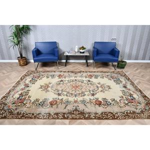 Tapis vintage 6,1x9,4 pieds, grand tapis turc, tapis camouflage marron - Product Image 1