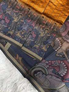 Dernier style moderne Tenue de créateur à feuilles persistantes Chemisier sari en soie Chanderi doux avec impression numérique Travail Exportateur indien à vendre - Product Image 3