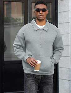 Sweat à capuche à demi-fermeture éclair pour hommes avec logo personnalisé pull-over sweat-shirt Streetwear décontracté mode chaud OEM vente en gros de sweat à capuche mode streetwear - Product Image 5