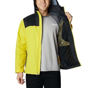 Nouvel arrivage de vestes pour hommes en nylon et polyester à manches longues avec logo personnalisé de couleur contrastée Vestes de pluie de style de rue à vendre - Product Image 4