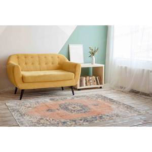 Alfombra con Estampado Floral: Azul Marino, Estilo Bohemio, Diseño de Medallón, Antideslizante, Alfombra de Chenilla - Product Image 3