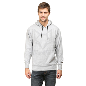 Men's Gray Hooded <b>Sweatshirt</b> Regular Fit Cotton French Terry Casual Pullover with Front Pocket Autumn Wear - Product Image 6