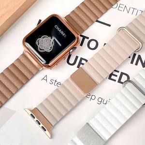 Señoras hombres cinturón elegante imán de cuero genuino 40mm 41mm 44mm 45mm lindo simple Starlight 42mm 46mm para Apple Watch 10 Band - Product Image 3