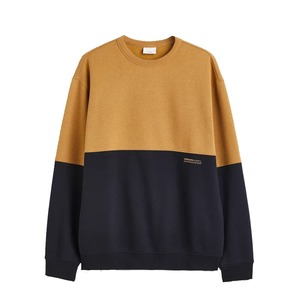 Calidad Premium 480GSM French Terry Custom Logo Crew Neck Pullover Hombres Sudaderas 2 Panel Color Block Style O Neck Sudaderas - Product Image 1