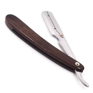 Rasoir professionnel en acier inoxydable rasoir de sécurité manche en bois coupe gorge poignée rasoir pliant lame japonaise - Product Image 3