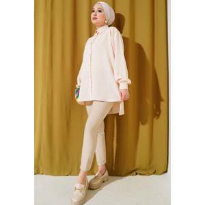 เสื้อลาย LINDA OVERSIZE สีเบจ - Product Image 4