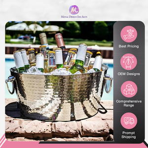 Tina de bebida de acero inoxidable martillada de doble pared elegante moderna Venta caliente a precio de mercado bajo del principal exportador de India - Product Image 5