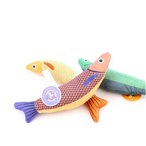 ของเล่นแมวตุ๊กตาปลาการ์ตูนพิมพ์ลายคุณภาพสูง - ของเล่นแมวแบบมีเสียงบีบและแคทนิป ทนทาน - Product Image 1