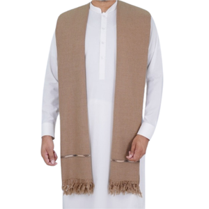 Ropa de hombre islámica modesta de colores con logotipo personalizado OEM, ropa informal de temporada larga de invierno para exteriores, Cachemira bordada a rayas sólidas - Product Image 4