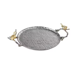 Plateau de service en métal en acier inoxydable avec poignée en forme de feuille Plateau en acier de meilleure qualité Fabricant en gros Plateau de service en acier inoxydable - Product Image 6