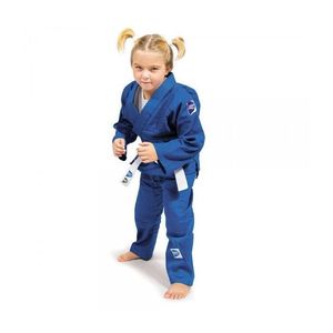 Traje de Judo Green Hill para Niñas, Ropa Deportiva de Entrenamiento para Gimnasio, Logotipo Azul Bordado, Hecho de Algodón y Poliéster, OEM Disponible - Product Image 2