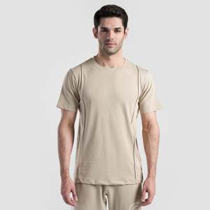 GA Cartel Custom Logo Embroidered Tee in Beige Compressed 200g and 240g Cotton/<b>Bamboo</b> Fiber <b>Screen</b> Print Design - Product Image 1