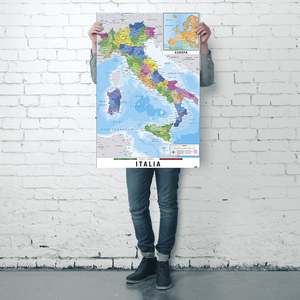 แผนที่อิตาลีแบบมินิมอล แผนที่ทางกายภาพและทางการเมือง Karte Von Italien - Product Image 3