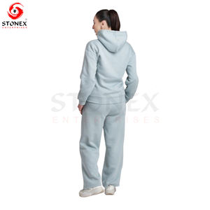 Ensemble de pantalons en toile et sweat à capuche zippé slim personnalisé pour femmes Survêtement de jogging d'automne pour l'hiver Vêtements de jogging solides - Product Image 5