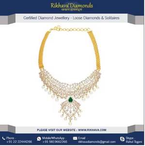 Qualité assurée prix imbattable collier de diamants en or jaune 14kt pour les cérémonies de fiançailles collier de prix imbattable - Product Image 5